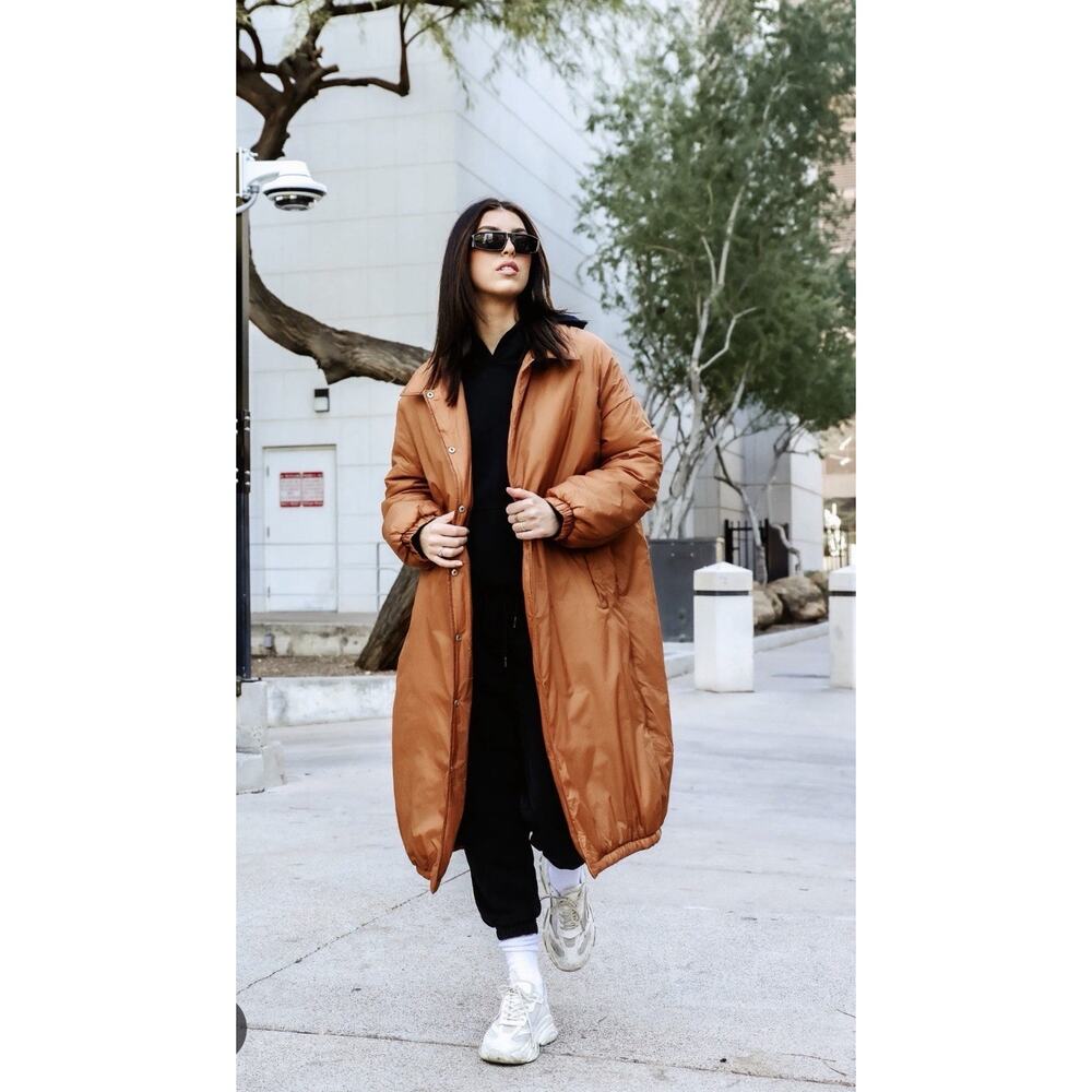 Camel Puffer Long Coat Vernacular NWT! Oversized Sz M